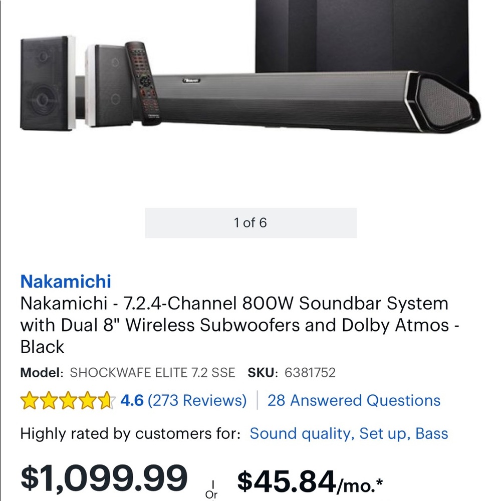 Nakamichi 7.2.4 Channel 800w Soundbar System